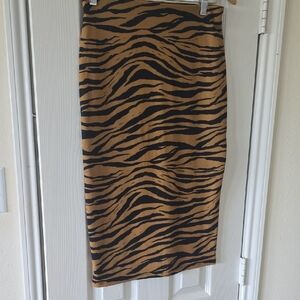 Zara Zebra Print Pencil Skirt - Black and Tan